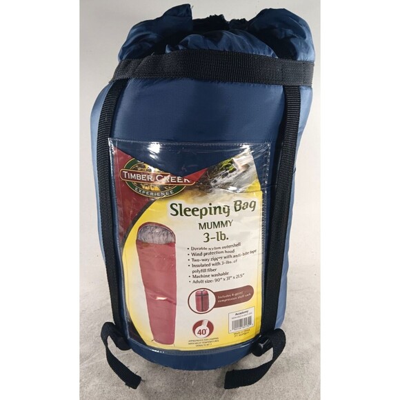 Timber Creek Adult Sleeping Bag Mummy Style 3-lb 90" x 31" x 21.5" - Picture 1 of 5